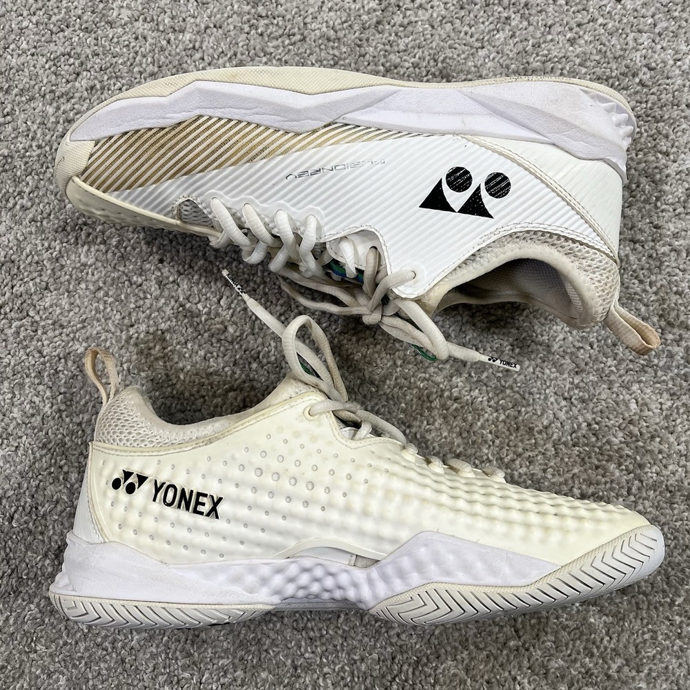 Yonex Power Cushion Fusionrev Mens 8.5‎ White Gold Pickleball Shoes Lightweight